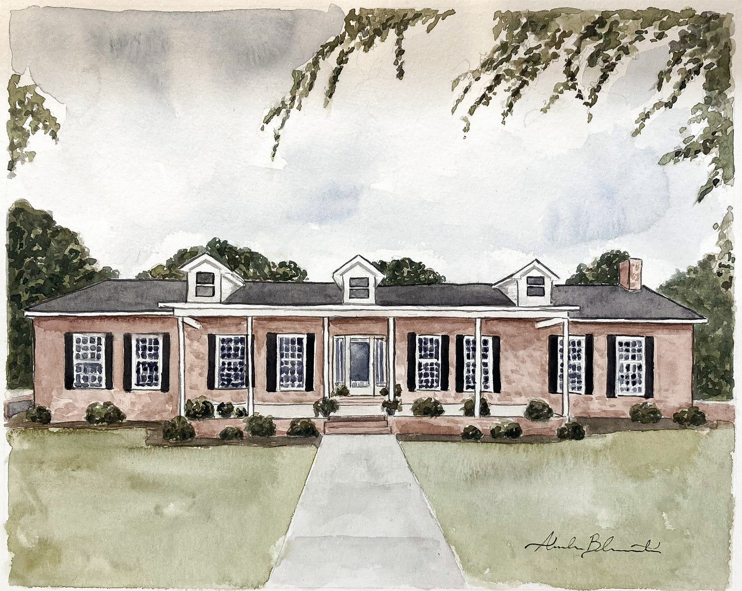 Realtor gift ideas, custom home portrait, custom house portrait atlanta georgia, custom gift ideas, personalized gift ideas, custom watercolor house